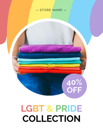 Szablon projektu Comfy Clothes With Discounts Offer For Pride Month Poster 8.5x11in