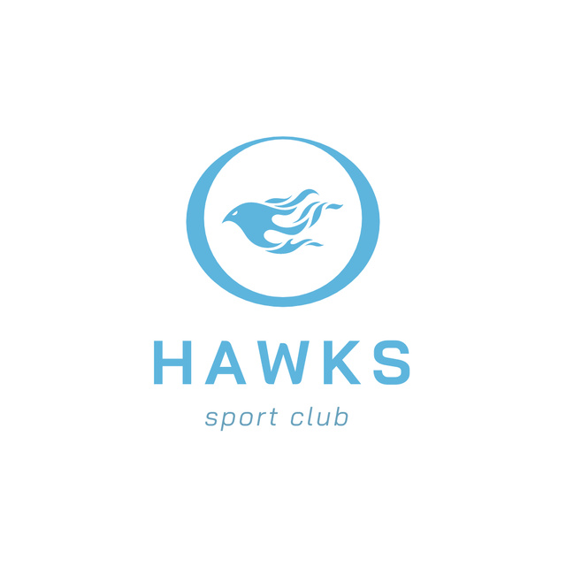 Sport Club Emblem with Blue Hawk Logo 1080x1080px Design Template