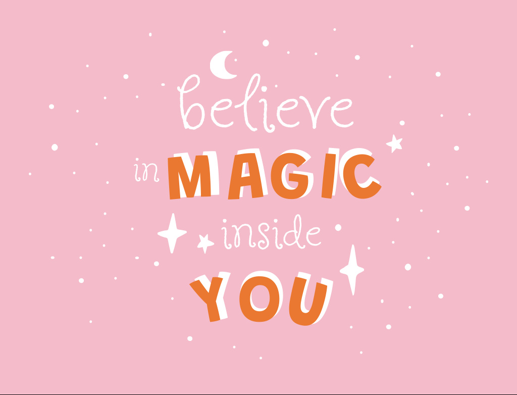 Szablon projektu Mental Health Inspirational Phrase With Bright Stars In Pink Postcard 4.2x5.5in