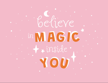 Template di design Mental Health Inspirational Phrase With Bright Stars In Pink Postcard 4.2x5.5in