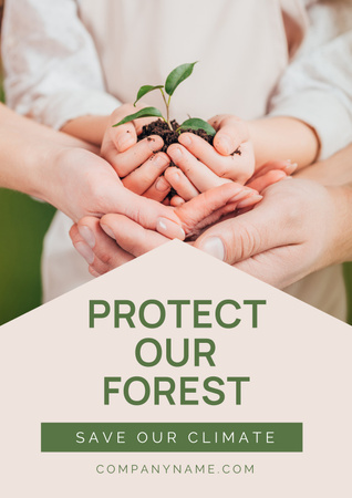 Designvorlage Schützen Sie unseren Wald und retten Sie das Klima für Poster