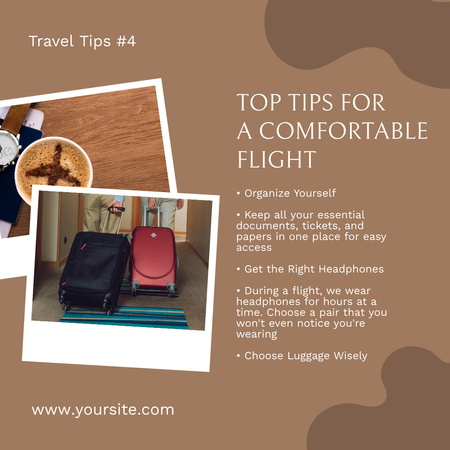 Travel Tips with Suitcases on Wheels   Instagram Design Template