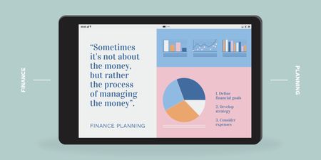 Finance Planning chart on Tablet screen Twitter Design Template