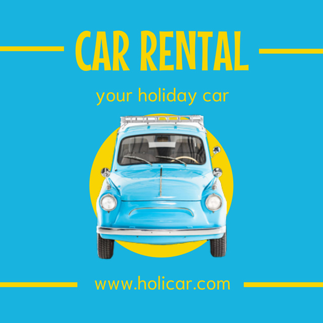 Car Rental Services Ad with Retro Car Instagram Tasarım Şablonu