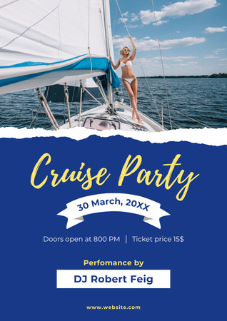 Cruise Party on Yacht Poster Design Template