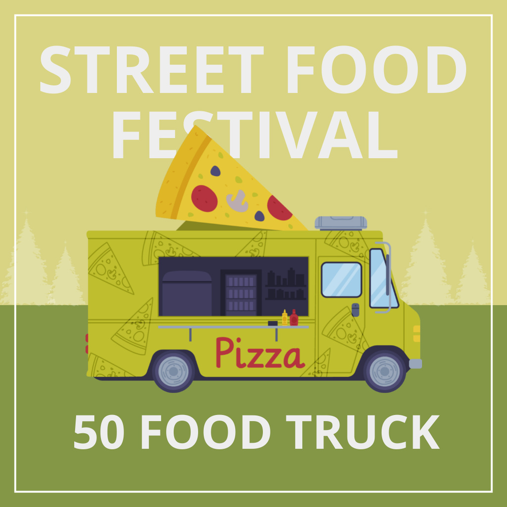Plantilla de diseño de Street Food Festival Announcement with Pizza Instagram 