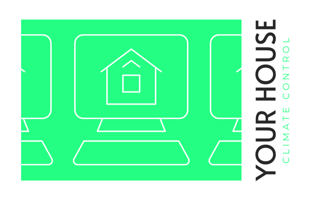 House Climate Control Service Green Simple Business Card 85x55mm – шаблон для дизайна