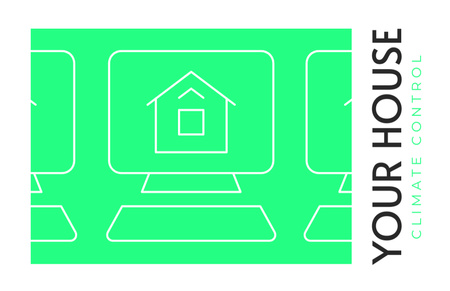Modèle de visuel House Climate Control Service Green Simple - Business Card 85x55mm