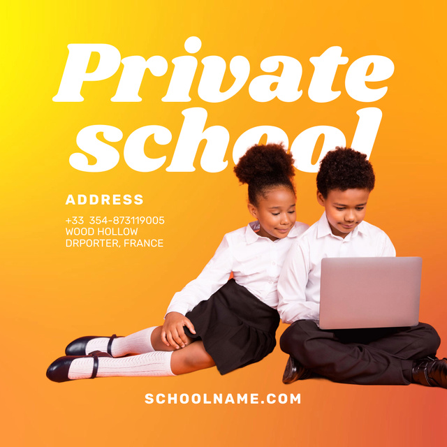 Ontwerpsjabloon van Animated Post van Reliable Private School Apply Announcement In Gradient