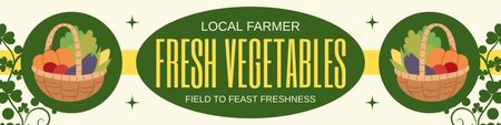 Offer of Freshest Vegetables in Basket at Market Twitter Design Template