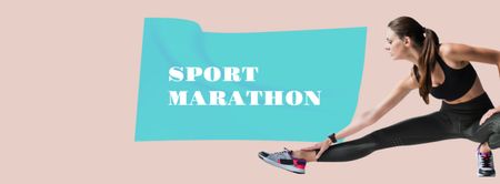 Designvorlage sport-marathon-anzeige mit fittem weiblichen körper für Facebook cover