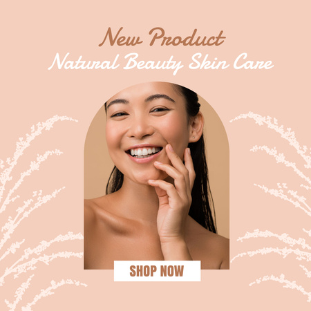 Skincare Ad with Smiling Woman Instagram Design Template