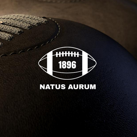 Template di design emblema con palla da rugby Logo