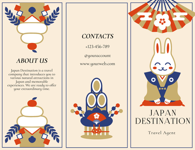 Tour to Japan with Simple Traditional Illustration Brochure 8.5x11in Šablona návrhu
