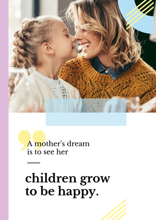 Happy Mother With Her Daughter Postcard A6 Vertical Design Template