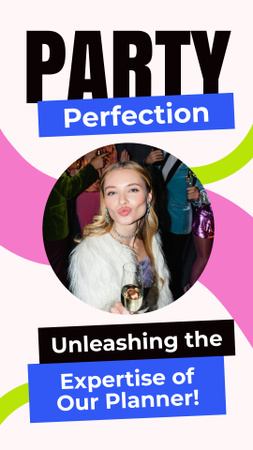 Young Woman at Perfectly Planned Party Instagram Story Design Template