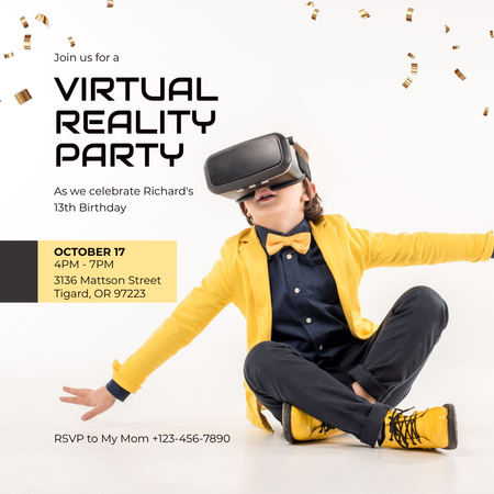 Designvorlage Virtual Reality Birthday Party Invitation für Instagram