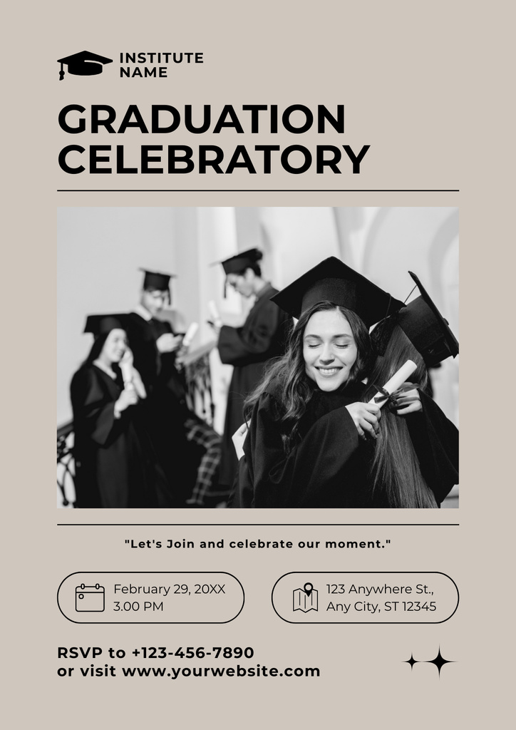 Hugging Students at Graduation Poster – шаблон для дизайна
