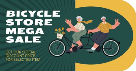 Ontwerpsjabloon van Facebook AD van Mega-uitverkoop en speciale kortingen in de fietsenwinkel