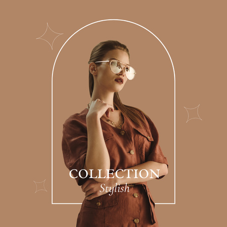Fashion Ad with Stylish Woman Instagram tervezősablon