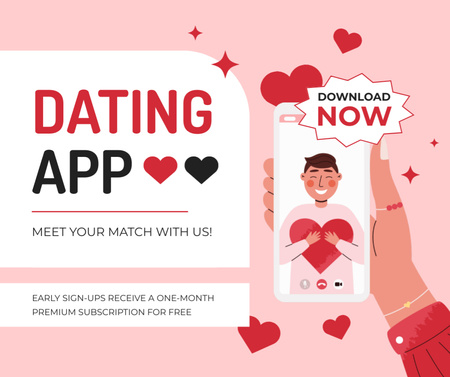 Ontwerpsjabloon van Facebook van Maandelijks premiumabonnement op de dating-app