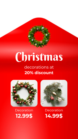 Offer of Festive Christmas Holiday Decorations with Wreaths Instagram Video Story Design Template