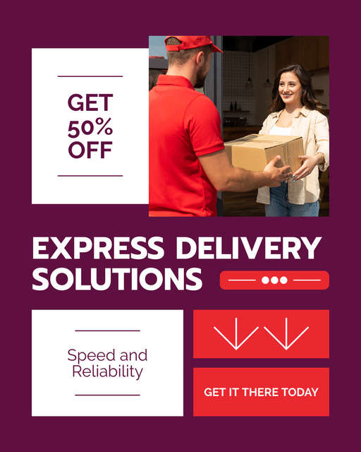 Discount on Express Delivery Solutions Instagram Post Vertical Πρότυπο σχεδίασης