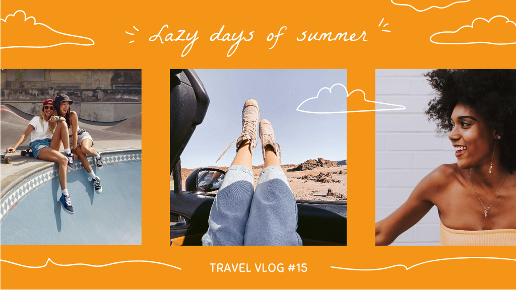 Summer Travelling Inspiration with Beautiful Girls Youtube Thumbnail Design Template