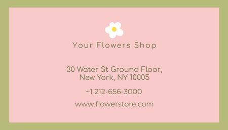 Template di design Pubblicità del negozio di fiori con delicata camomilla Business Card US