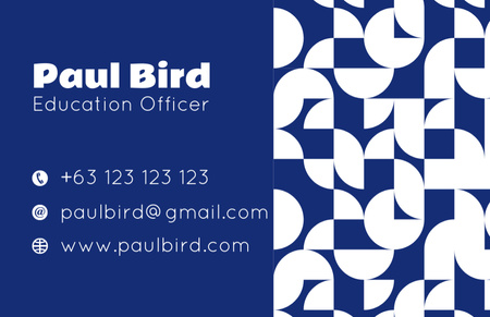 Education Officer Service on Blue Business Card 85x55mm Design Template