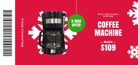 Compact Coffee Machine Offer on Christmas In Red Coupon Din Large Design Template