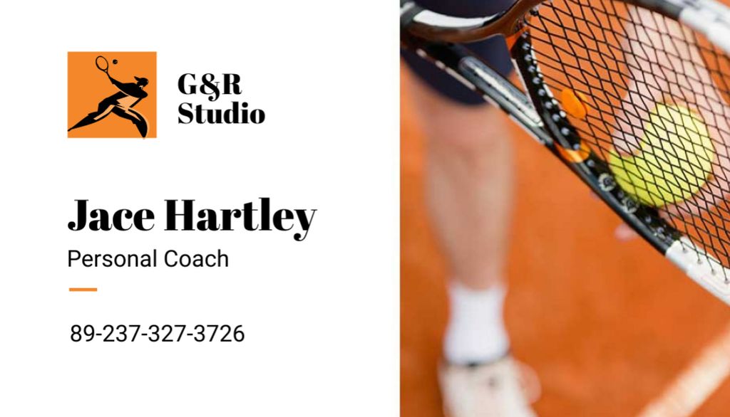 Template di design Personal Tennis Trainer Offer Business Card US