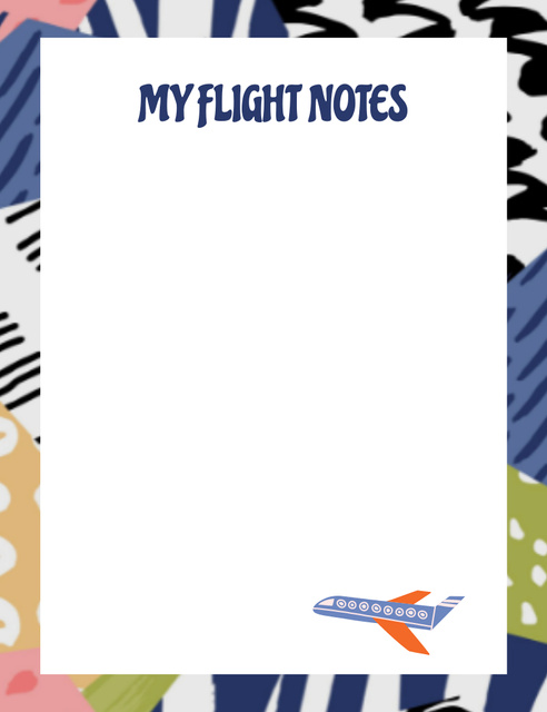 Flight Planning Notes with Airplane Illustration Notepad 107x139mmデザインテンプレート