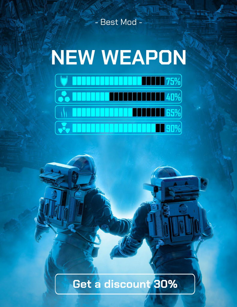 Designvorlage New Game Weapon Ad für Poster 8.5x11in