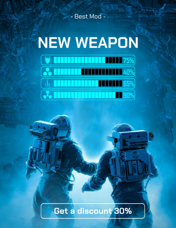 New Game Weapon Ad Poster 8.5x11in Design Template