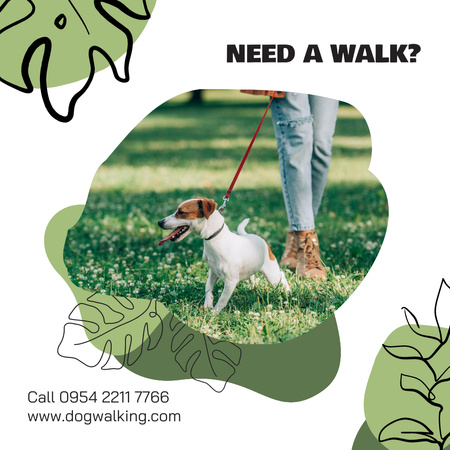Designvorlage Pet Walk Green and White Offer für Instagram