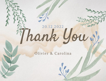 Personal Thank You Message with Watercolor Flowers Postcard 4.2x5.5in – шаблон для дизайну