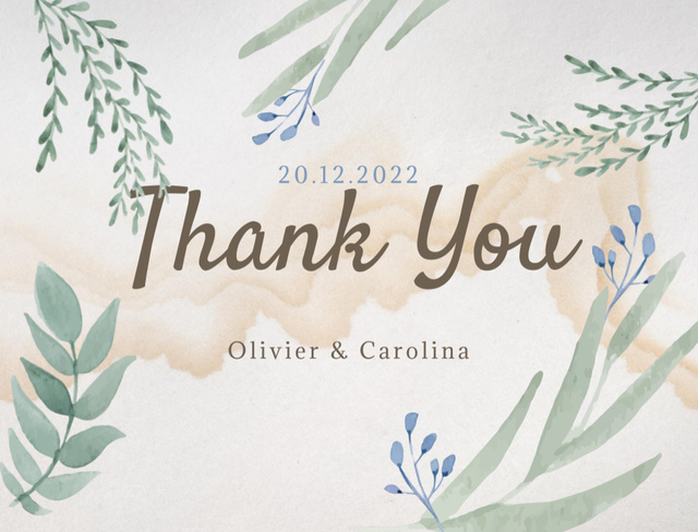 Template di design Personal Thank You Message with Watercolor Flowers Postcard 4.2x5.5in