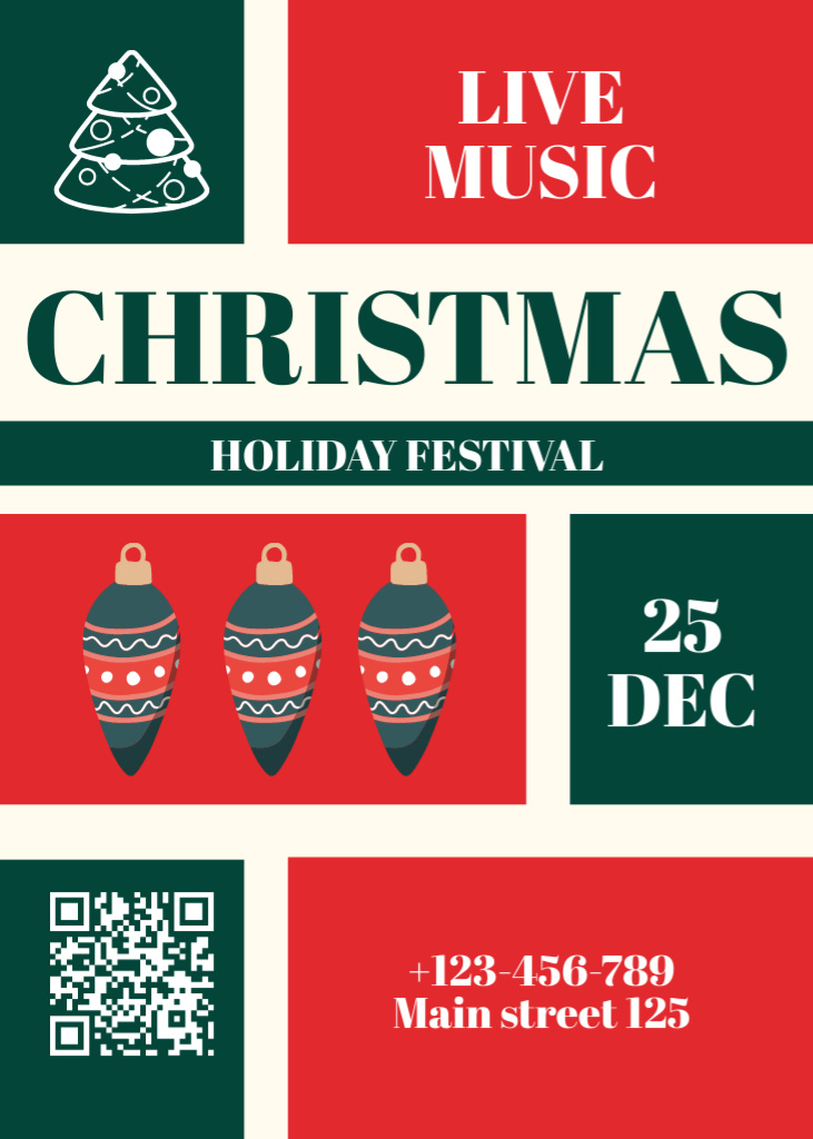 Template di design Christmas Festivity with Decoration and Tree Invitation