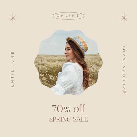 Spring Collection Discount Offer with Beautiful Woman Instagram AD – шаблон для дизайну
