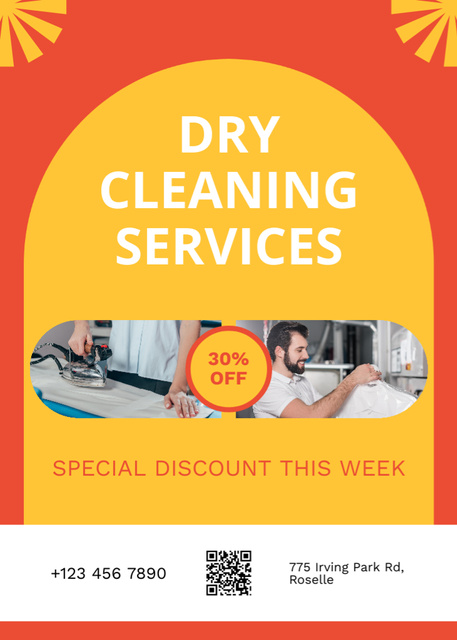 Dry Cleaning Services with Offer of Discount Flayer Design Template