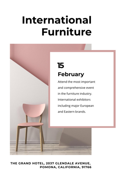Furniture Show Announcement with Stylish Chair Flyer 4x6in Design Template