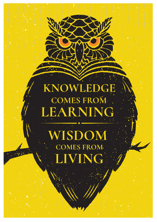 Knowledge quote with owl Poster Šablona návrhu