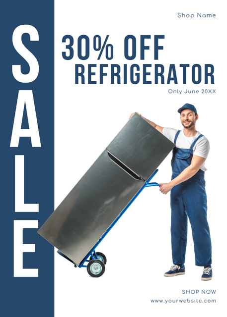 Designvorlage Refrigerators Sale Blue and White für Flayer
