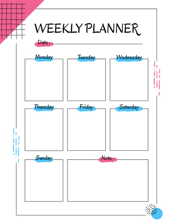 Personal Weekly Planner in White Notepad 8.5x11in Design Template