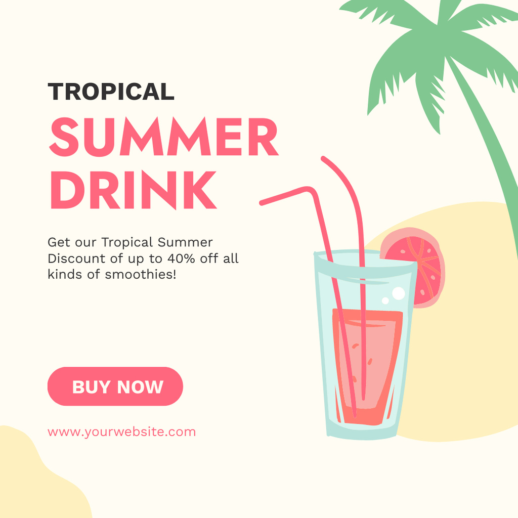 Modèle de visuel Tropical Summer Drinks - Instagram