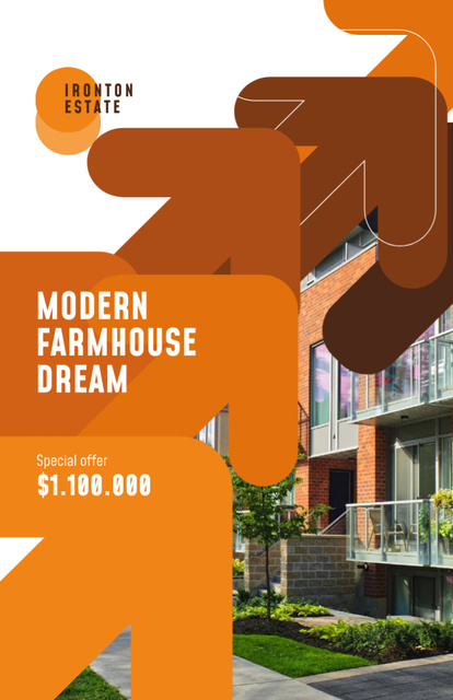 Modern Townhouses Promotion with Arrows In Orange Flyer 5.5x8.5in Design Template