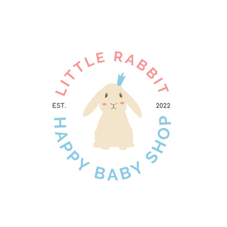 Baby Shop Ad with Cute Rabbit Logo Design Template