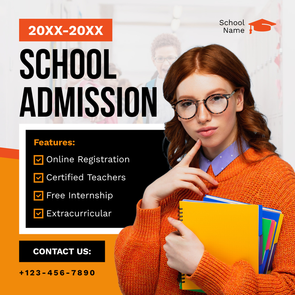 Modèle de visuel Announcement of Registration for School Admission for New Academic Year - Instagram