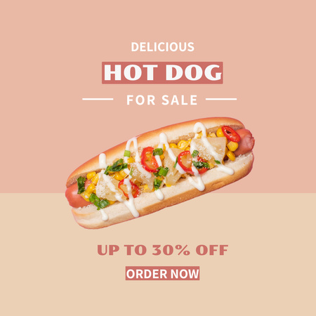 Fast Food Menu Offer with Hot Dog for Sale Instagram Design Template